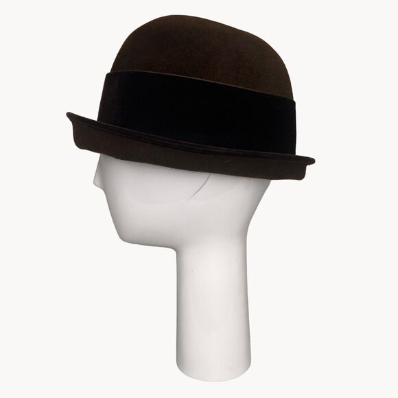 Vintage 70s Plaza Suite by Betmar Brown Felt Hat Satin Band Ostrich Plume Cloche - Picture 3 of 11